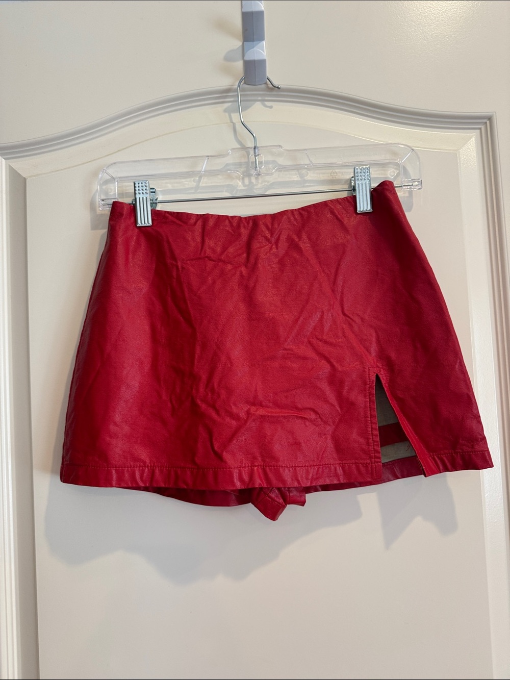 American Threads Red Women's Skort with Front Side Slit